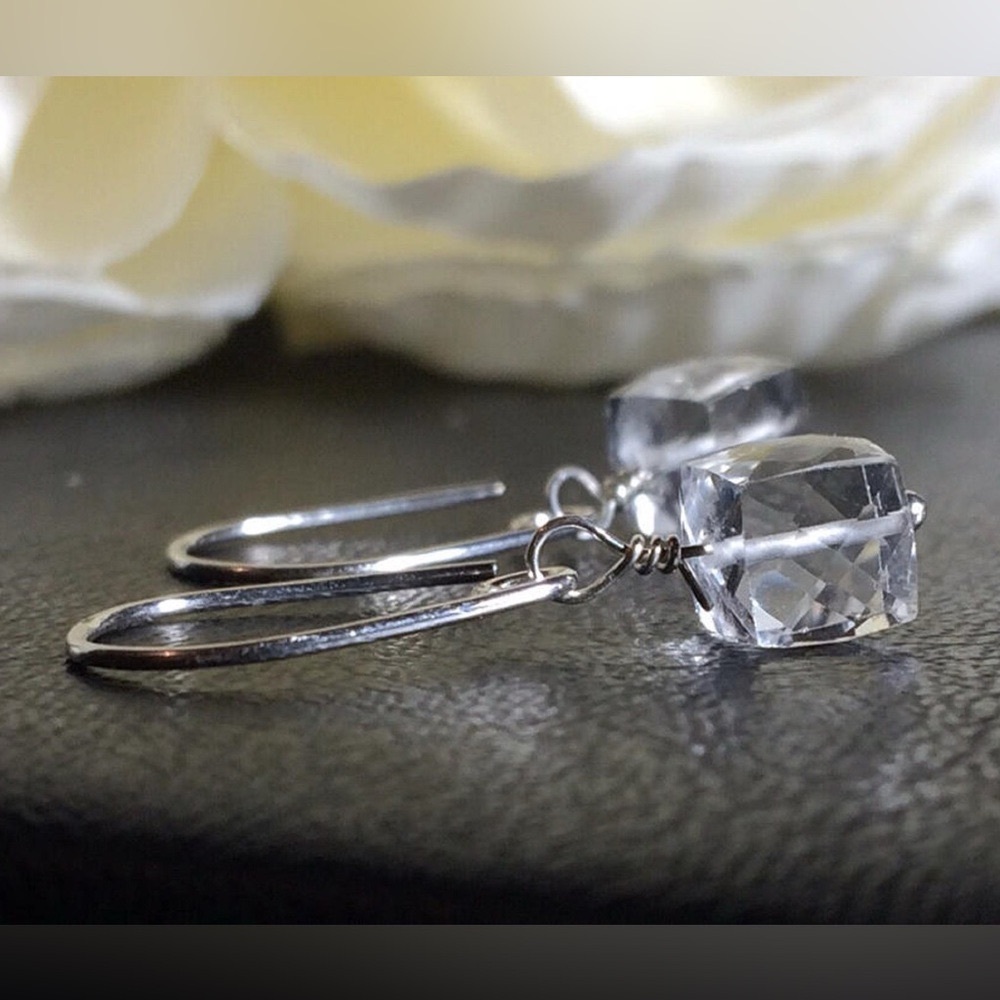 Sundance Artisan Rock Crystal Clear Quartz & .925 Sterling Earrings